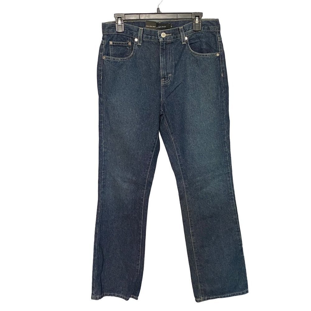New Calvin Klein Women's Bootcut Denim Jeans with Beaded Detail on Pockets Size
